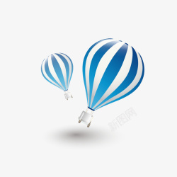 蓝白色热气球素材