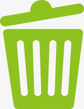 垃圾桶绿色回收垃圾桶图标矢量图图标