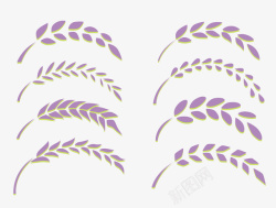 8款清新紫色简约弯曲小麦穗矢量图素材