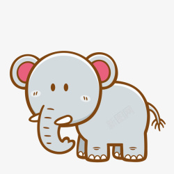 卡通扁平化大象动物矢量图素材