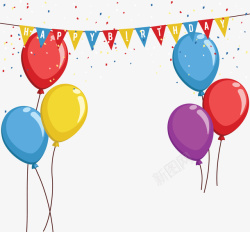生日派对气球生日派对彩旗气球矢量图高清图片