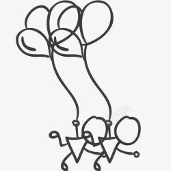 简笔勾勒小孩和氢气球高清图片