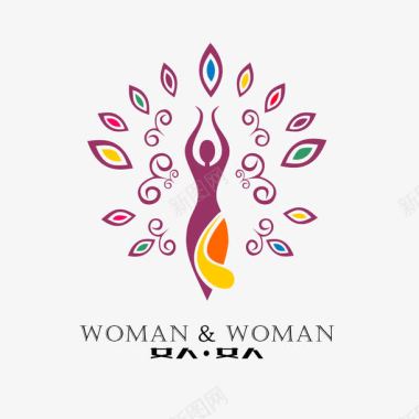 女性服装彩色花朵女性减肥logo图标图标