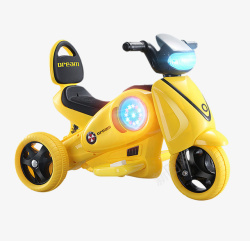 儿童摩托车黄色电动三轮童车高清图片