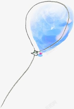 手绘蓝色水彩气球素材