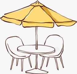 卡通海报沙滩手绘太阳伞座椅素材