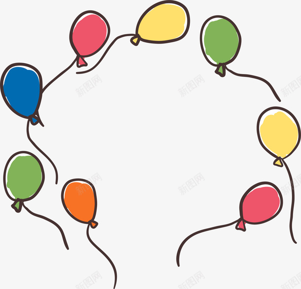 儿童节彩色漂浮气球png免抠素材_88icon https://88icon.com 儿童节 六一节 彩色气球 气球框架 水彩气球 漂浮气球 边框纹理