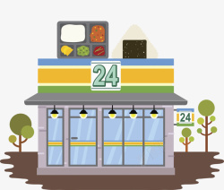 餐厅插图设计卡通24小时便利店图高清图片