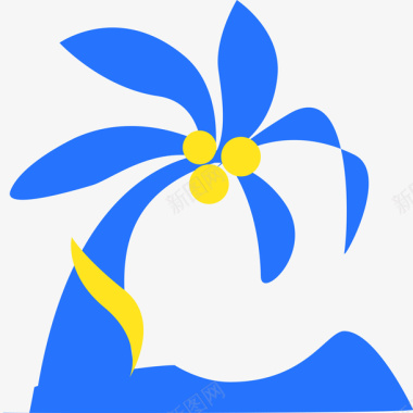 植物蓝色圆角海岛元素图标图标