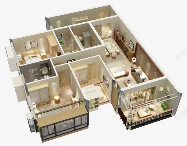 3D房子效果图png免抠素材_88icon https://88icon.com 俯视图 卡通 手绘