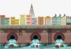 排放城市污水排放矢量图高清图片