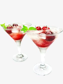 绿豆冰块杯子里红樱桃冰沙高清图片