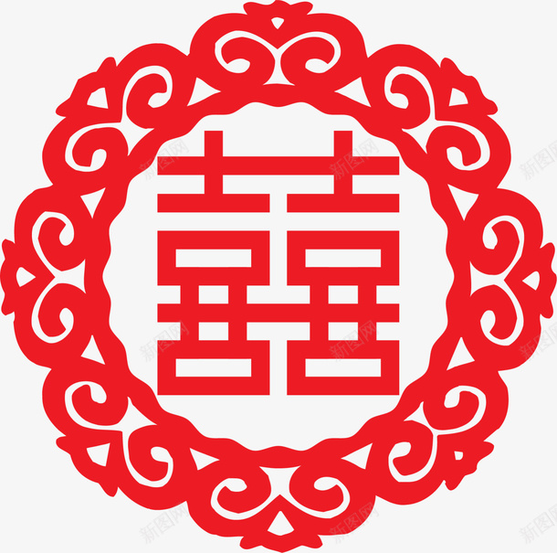 红色中国风双喜剪纸png免抠素材_88icon https://88icon.com LOVE 中国式婚礼 双喜 婚庆 戒指 浪漫 爱情 结婚