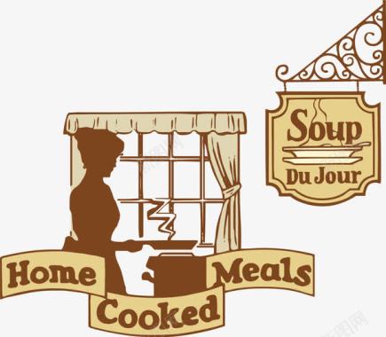 家庭烹饪美食餐饮标签图标图标