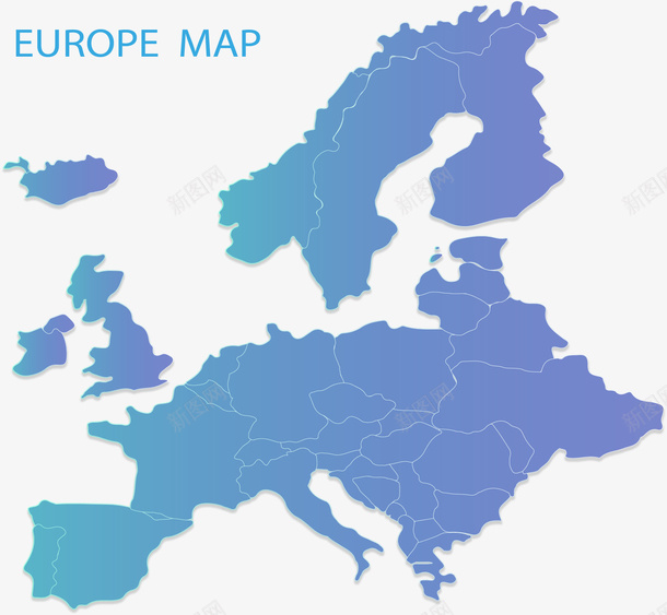 渐变蓝色欧洲地图矢量图ai免抠素材_88icon https://88icon.com 城市地图 欧洲 欧洲地图 渐变蓝色 矢量png 蓝色地图 矢量图