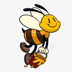 微笑蜜蜂手绘拿蜂蜜的蜜蜂高清图片