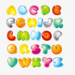 数字字母立体彩色卡通泡泡体素材