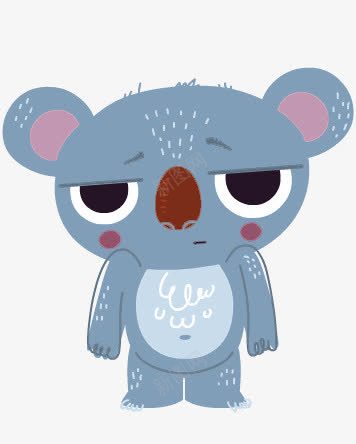 可爱手绘皱眉考拉png免抠素材_88icon https://88icon.com 创意插画设计 卡通贺卡封面 手绘插画