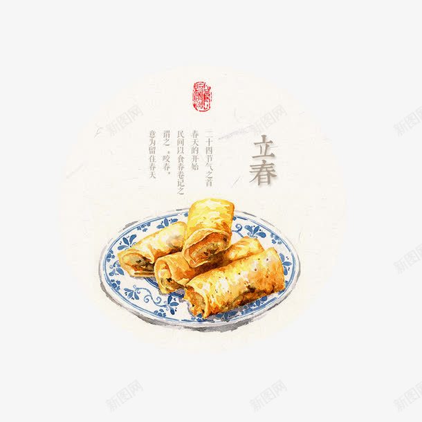 立春与美食图案png免抠素材_88icon https://88icon.com 二十四节气透明PNG素材 圆形 春卷 美食 艺术字免费PNG下载