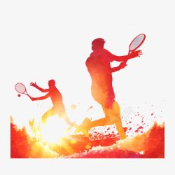 羽毛球比赛宣传水彩人物高清图片