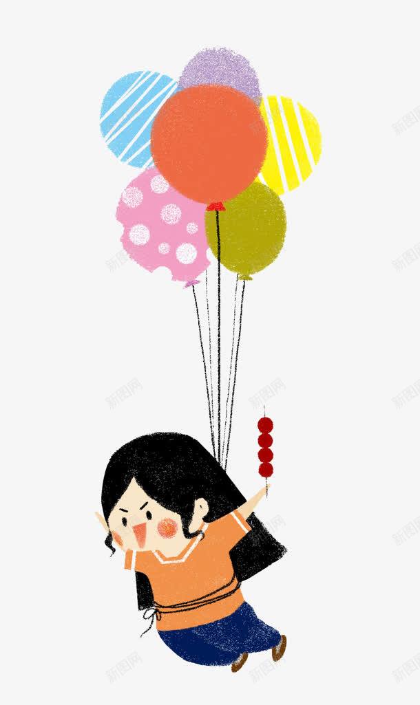 气球女孩png免抠素材_88icon https://88icon.com 卡通 小女孩 手绘 气球 童趣 糖葫芦