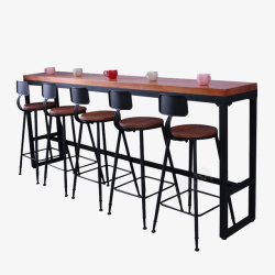 弧形吧台桌长条实木高脚桌高清图片