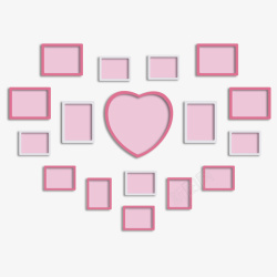卡通正方形素材粉色爱心形相框高清图片