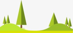 绿色树木山丘背景卡通素材