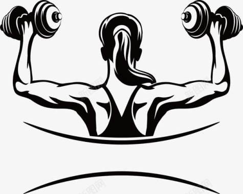 三面肌肉女人哑铃健身俱乐部logo图标图标
