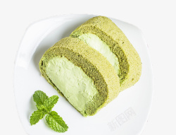 牛奶绿色中式牛奶抹茶蛋糕高清图片