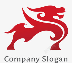 龙的LOGO时尚简洁的红色龙logo矢量图图标高清图片