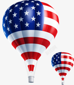 两只美国国旗热气球素材