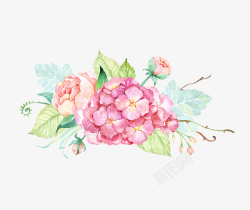 手绘唯美粉色鲜花素材