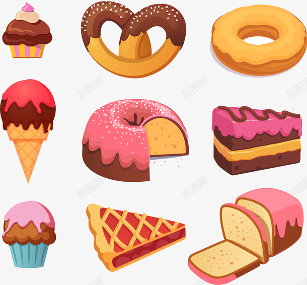 手绘甜品合集png免抠素材_88icon https://88icon.com 冰激凌 手绘 甜品 甜甜圈 纸杯蛋糕 面包切片