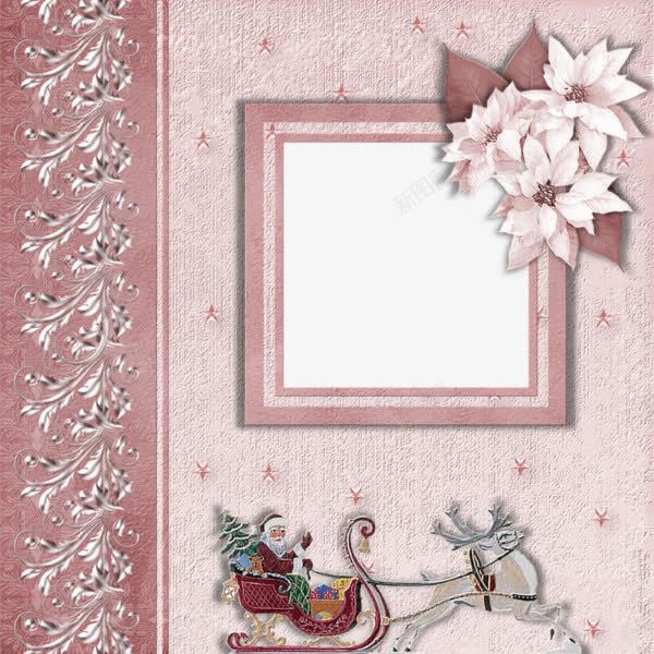 圣诞粉色画册相框png免抠素材_88icon https://88icon.com 卡通手绘 圣诞元素 画册装饰 边框相框