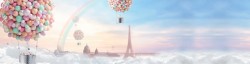 梦幻氢气球蓝天白云粉色梦幻氢气球高清图片