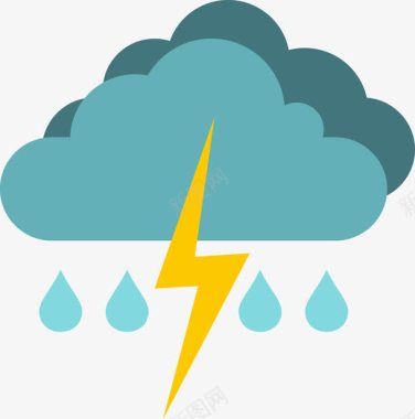 图雷雨闪电天气图标图标