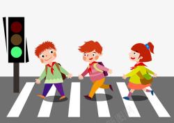安全过马路中小学安全教育日过马路红绿灯安高清图片