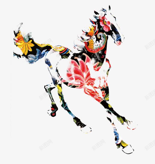 手绘水墨画彩色动物骏马png免抠素材_88icon https://88icon.com 动物 彩色 手绘 水墨画 骏马