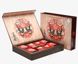中秋月圆中式花纹木制月饼礼盒高清图片
