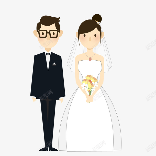 创意结婚的人物矢量图ai免抠素材_88icon https://88icon.com 人物设计 卡通 婚礼 婚纱 扁平化 结婚 矢量图