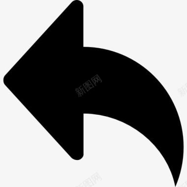 左箭头弯曲的黑色象征图标图标