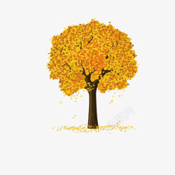 卡通银杏树手绘图素材