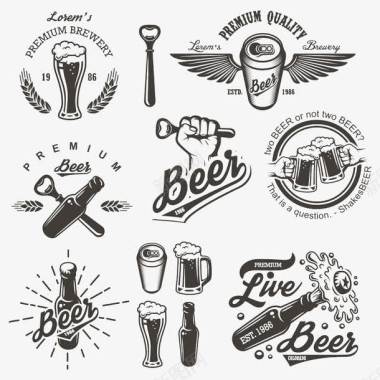 啤酒节复古啤酒容器图标图标