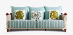 地中海风格海星地中海风格蓝色简约三人沙发高清图片