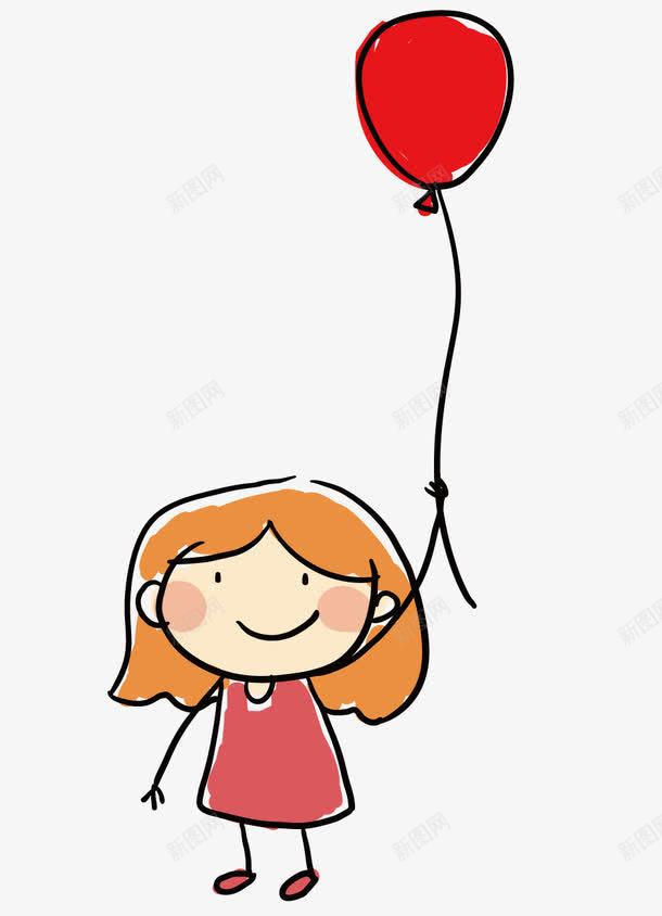 牵着气球的女孩png免抠素材_88icon https://88icon.com 女孩 开心 气球 玩耍 矢量素材 红色气球