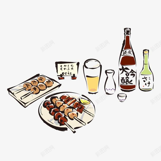 日式料理png免抠素材_88icon https://88icon.com 啤酒 寿司 手绘 日式美食文化 日料 烤串 美食PNG免抠元素