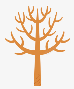 手绘橘色的树木图素材