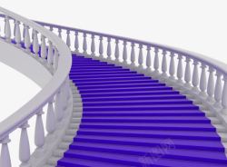 白色楼梯紫色地毯素材