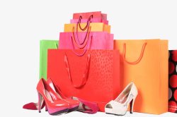 彩色购物袋与高跟鞋素材